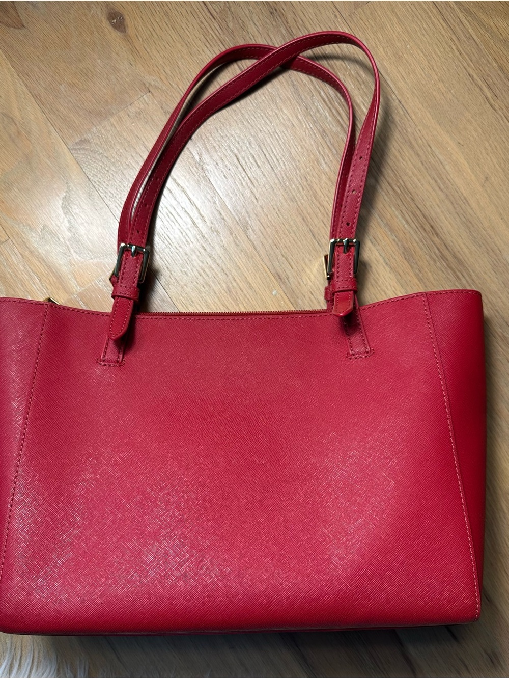Tory Burch Bright Red Saffiano Leather Tote - Picture 4 of 5